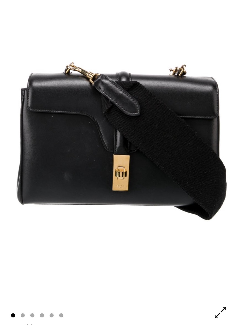 Celine Teen Soft Black Leather Shoulder Bag with Gold Hardware and Wide Strap - Picture 3 of 5